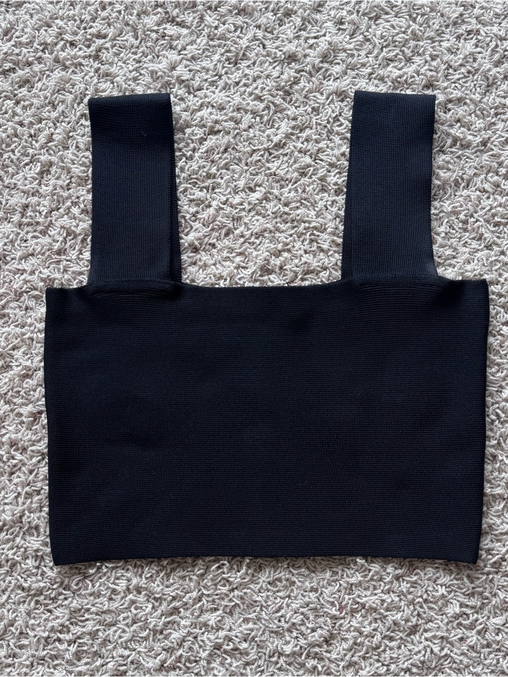 Animale Black Knit Top Wide Straps, Square Neck,Minimalist,Bodycon,Y2K, Club top